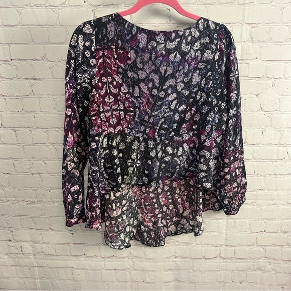 HUNTER BELL Blouse ladies Small colorful asymmetric silk hi/lo artsy - Picture 7 of 12
